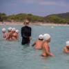 Exclusif - La princesse Charlene de Monaco, accompagnée par le prince Albert, prenait part à l'opération Water Safety, pour la prévention de la noyade menée le 23 juin 2015 en Corse par sa fondation, sur la plage de la Palombaggia.
