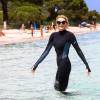 Exclusif - La princesse Charlene de Monaco lors de l'opération Water Safety, pour la prévention de la noyade menée le 23 juin 2015 en Corse par sa fondation, sur la plage de la Palombaggia.