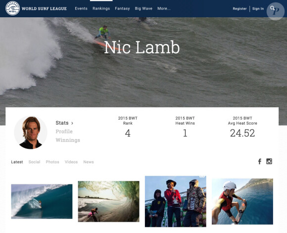 Nic Lamb, profil sur le site de la World Surf League