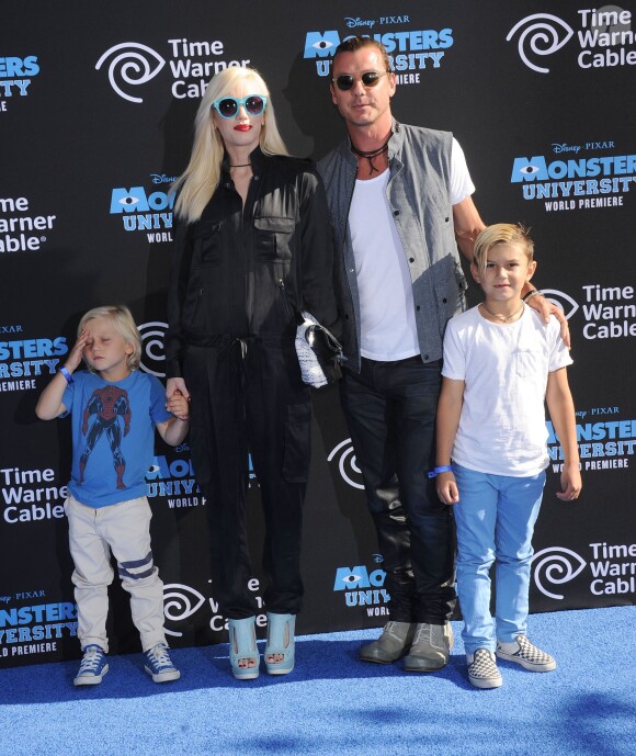 Gwen Stefani, Gavin Rossdale et leurs deux garçons Kingston et Zuma à Los Angeles. Juin 2013.