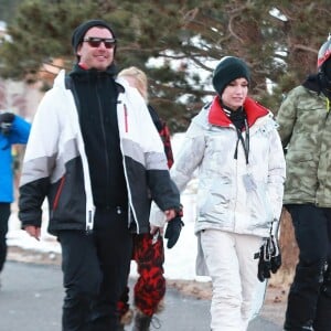 Gwen Stefani et son mari Gavin Rossdale en vacances au ski à Mammoth, le 1er janvier 2015.