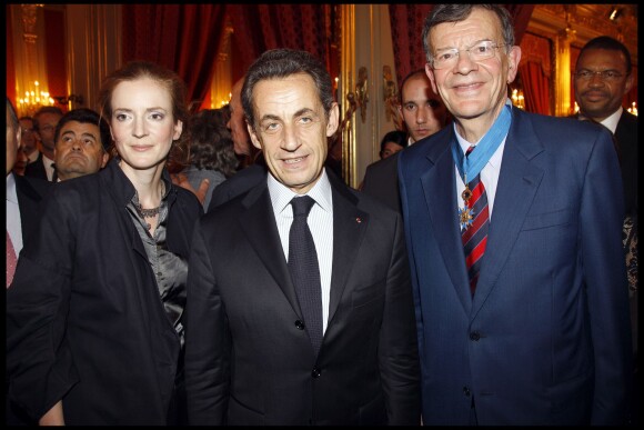 François Kosciusko-Morizet avec sa fille Nathalie Kosciusko-Morizet et Nicolas Sarkozy au Palais de l'Elysée, le 24 novembre 2010 à Paris