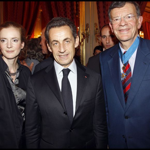 François Kosciusko-Morizet avec sa fille Nathalie Kosciusko-Morizet et Nicolas Sarkozy au Palais de l'Elysée, le 24 novembre 2010 à Paris