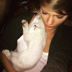 Taylor Swift a posté une photo sur les réseaux sociaux d'elle avec son chat / juillet 2015