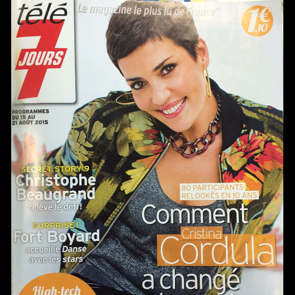 Cristina Cordula en couverture de Télé 7 Jours, le lundi 10 aout 2015 en kiosques