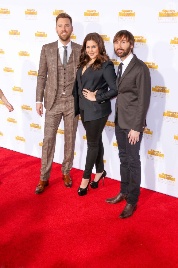 Charles Kelley, Hillary Scott, Dave Haywood (du groupe Lady Antebellum) - Personnalites lors du 50e anniversaire du magazine sportif americain "Sports Illustrated Swimsuit Issue" a Los Angeles, le 14 janvier 2014.