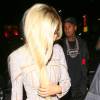 Tyga et Kylie Jenner arrivent au restaurant The Nice Guy pour le dîner d'anniversaire de la star de télé-réalité. Los Angeles, le 9 août 2015.
