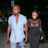 Kim Kardashian, enceinte, et son mari Kanye West arrivent au restaurant The Nice Guy. Los Angeles, le 9 août 2015.