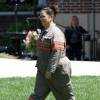 Exclusif - Melissa McCarthy en costume de Ghostbuster sur le tournage à Boston le 30 juin 2015.