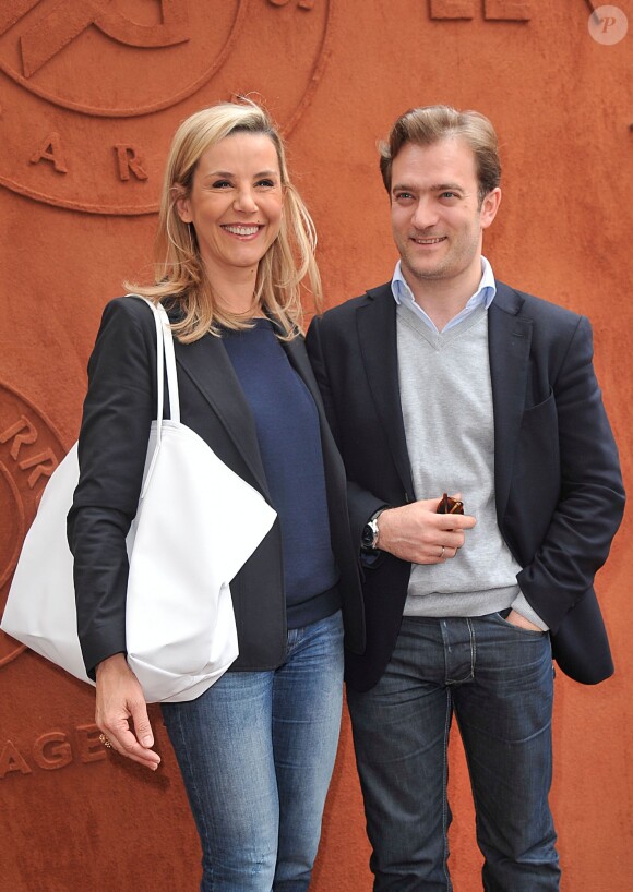 Laurence Ferrari et son mari Renaud Capuçon au village des Internationaux de France de tennis de Roland-Garros à Paris, le 3 juin 2014.