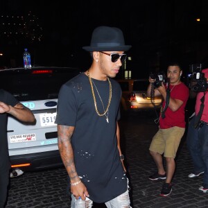 Lewis Hamilton arrive au Griffin dans le Meatpacking District. New York, le 14 août 2015.