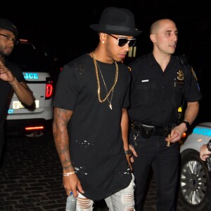 Lewis Hamilton arrive au Griffin dans le Meatpacking District. New York, le 14 août 2015.