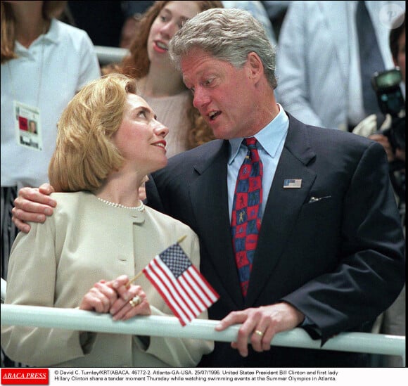 Bill Clinton et Hillary Clinton aux JO d'Atlanta le 25 juillet 1996