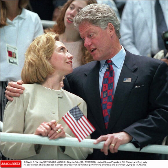 Bill Clinton et Hillary Clinton aux JO d'Atlanta le 25 juillet 1996