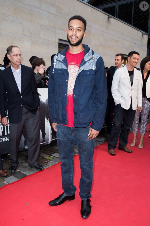 Anthony Sadler (étudiant américain et sauveur de l'attaque du Thalys) assiste à l'avant-première parisienne du film "N.W.A. - Straight Outta Compton" à l'UGC Ciné Cité Bercy. Paris, le 24 août 2015.