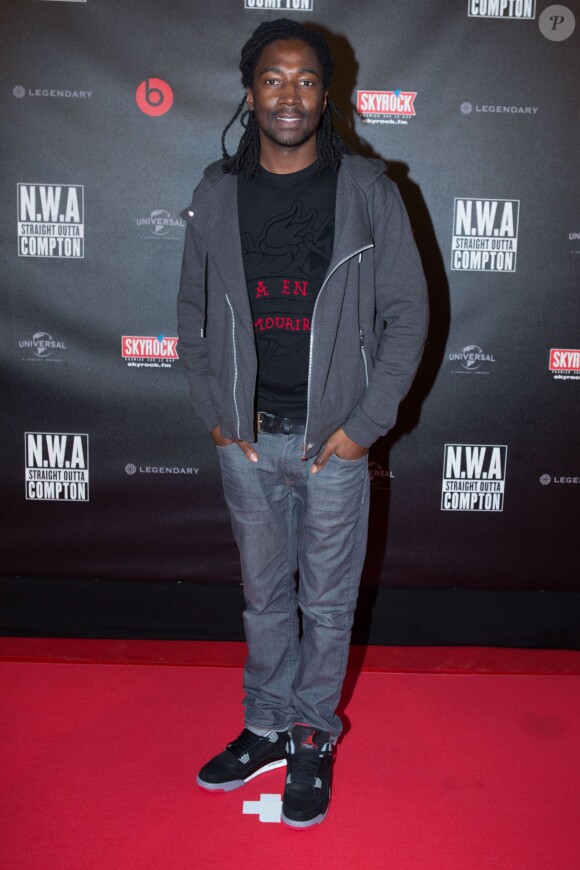 Noom Diawara assiste à l'avant-première parisienne du film "N.W.A. - Straight Outta Compton" à l'UGC Ciné Cité Bercy. Paris, le 24 août 2015.