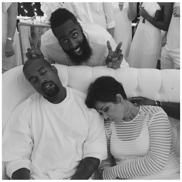 James Harden fête son anniversaire avec Kanye West et Kris Jenner sur le Fantasea, à Marina del Rey. Le 25 août 2015.