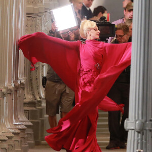 Lady Gaga sur le tournage de la série "American Horror Story : Hotel" à Los Angeles, le 20 août 2015.