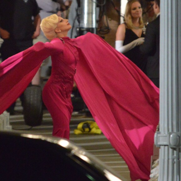 Lady Gaga sur le tournage de la série "American Horror Story : Hotel" à Los Angeles, le 20 août 2015.