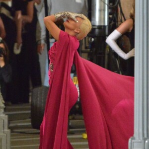 Lady Gaga sur le tournage de la série "American Horror Story : Hotel" à Los Angeles, le 20 août 2015.