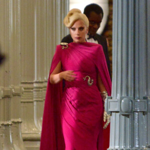 Lady Gaga sur le tournage de la série "American Horror Story : Hotel" à Los Angeles, le 20 août 2015.