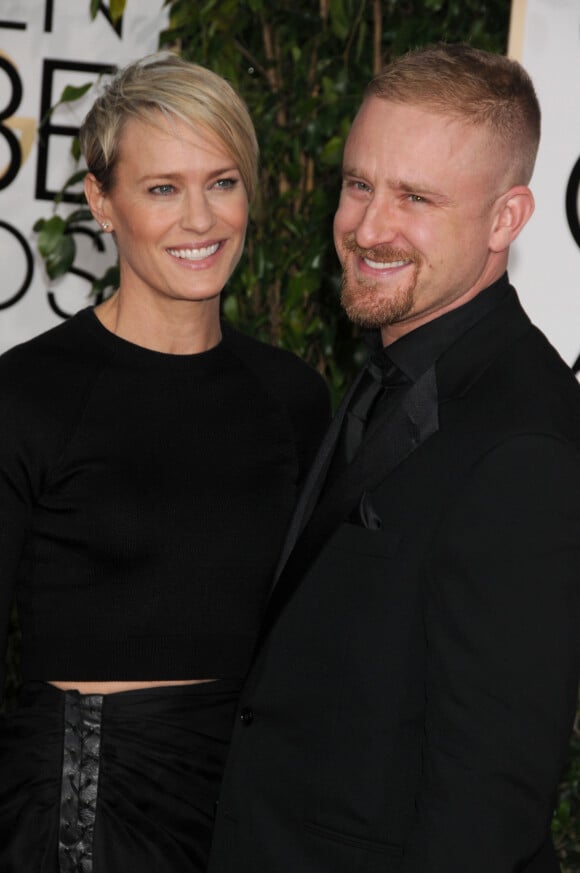 Robin Wright et son compagnon Ben Foster - 72e cérémonie annuelle des Golden Globe Awards à Beverly Hills. Le 11 janvier 2015.