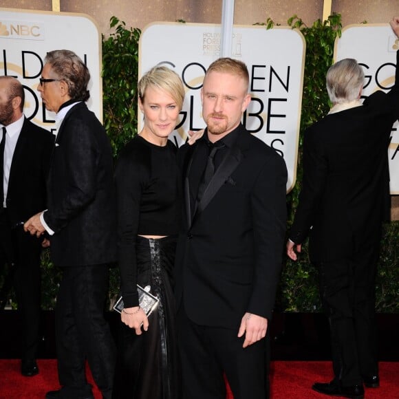 Robin Wright et son compagnon Ben Foster - 72e cérémonie annuelle des Golden Globe Awards à Beverly Hills. Le 11 janvier 2015.