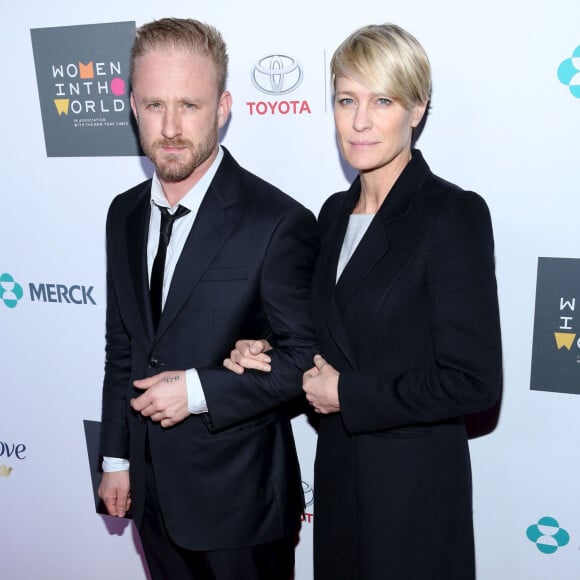 Robin Wright et son fiancé Ben Foster à New York, le 22 avril 2015.