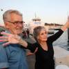 Exclusif - Brigitte Bardot et son mari Bernard d'Ormale avant qu'elle pose avec l'équipage de Brigitte Bardot Sea Shepherd, le célèbre trimaran d'intervention de l'organisation écologiste, sur le port de Saint-Tropez, le 26 septembre 2014 en escale pour 3 jours à deux jours de ses 80 ans. 
