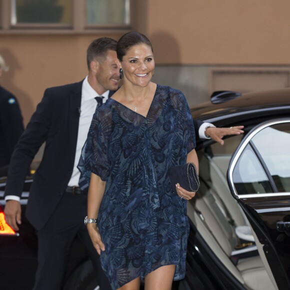 La princesse Victoria de Suède remettait le 25 août 2015 la Stockholm Junior Water Prize à Perry Alagappan, lors d'un gala au Grand Hotel à Stockholm.