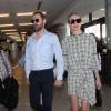 Kate Bosworth et son mari Michael Polish arrivent à l'aéroport LAX de Los Angeles pour prendre un avion. Le 31 août 2015