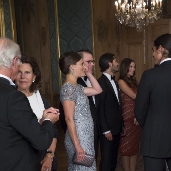 La princesse Victoria de Suède, enceinte de son deuxième enfant, prenait part à un dîner de gala au palais Drottningholm, à Stockholm, le 4 septembre 2015, quelques minutes après l'annonce de sa seconde grossesse.