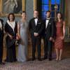 La princesse Victoria de Suède, enceinte de son deuxième enfant, prenait part avec le roi Carl XVI Gustaf, la reine Silvia, le prince Daniel, le prince Carl Philip et la princesse Sofia à un dîner de gala au palais Drottningholm, à Stockholm, le 4 septembre 2015, quelques minutes après l'annonce de sa seconde grossesse.