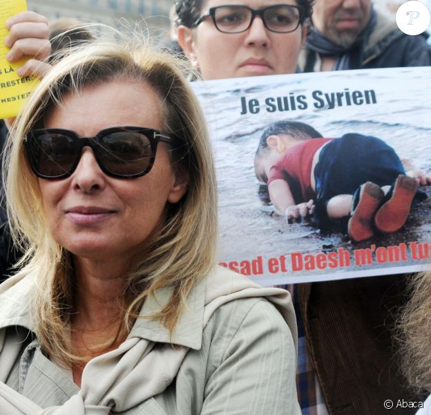 Valérie Trierweiler - Manifestation Place de la République à Paris, en faveur des réfugiés, le 5 septembre 2015