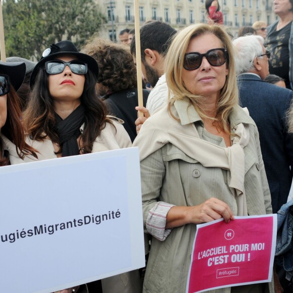 Valérie Trierweiler - Manifestation Place de la République à Paris, en faveur des réfugiés, le 5 septembre 2015