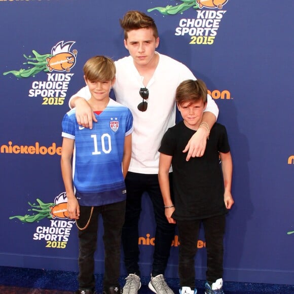 Romeo James Beckham, Brooklyn Joseph Beckham, Cruz David Bekham - People au "Nickelodeon Kid's Choice Sports Awards" à Westwood. Le 16 juillet 2015