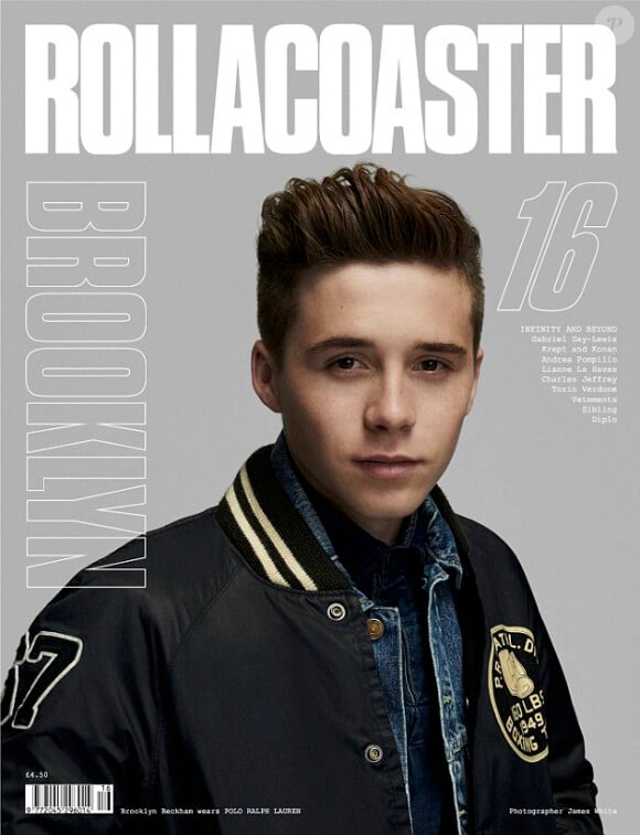 Brooklyn Beckham, le fils de David et Victoria Beckham fait sa première couverture pour le magazine anglais Rollacoaster.