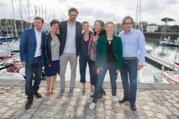 Stéphane Moatti (producteur), Marie Denarnaud, Elsa Marpeau, Léa Fazer (réalisatrice), François Castello (compositeur), lors du 17e Festival de fiction TV de La Rochelle, le 11 septembre 2015.