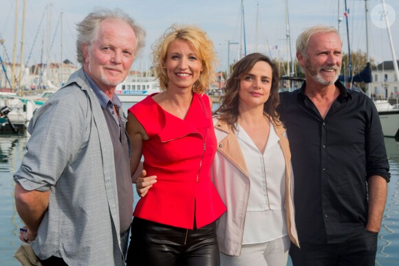 Alexandra Lamy, Fanny Valette et Geoffroy Thiebaut, lors du 17e Festival de fiction TV de La Rochelle, le 11 septembre 2015.