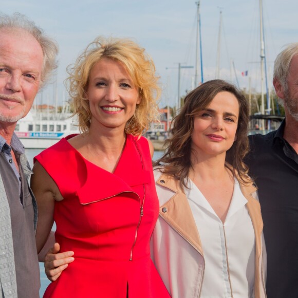 Alexandra Lamy, Fanny Valette et Geoffroy Thiebaut, lors du 17e Festival de fiction TV de La Rochelle, le 11 septembre 2015.
