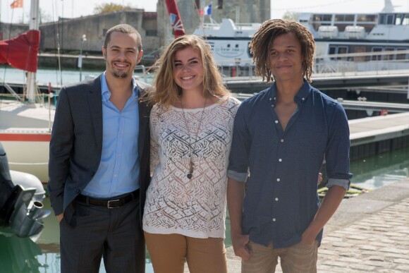 Ambroise Michel, Nadia Richard, Sébastin Capgras, lors du 17e Festival de fiction TV de La Rochelle, le 11 septembre 2015.