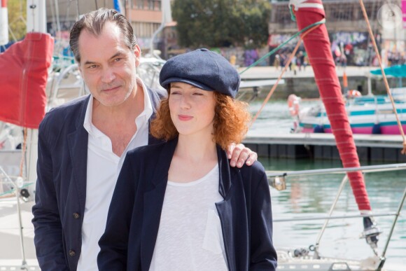 Blandine Bellavoir, Samuel Labarthe - Photocall de "Petits meurtes d'Agatha Christie" dans le cadre du 17e festival de fiction TV de La Rochelle -sur le Vieux Port à La Rochelle le 12 septembre 201512/09/2015 -