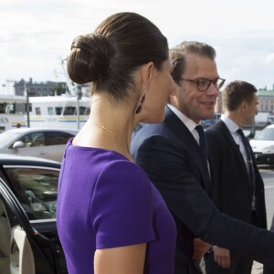 La princesse Victoria de Suède, enceinte de son deuxième enfant, prenait part avec son mari le prince Daniel à un forum commercial franco-suédois au Grand Hotel à Stockholm le 14 septembre 2015