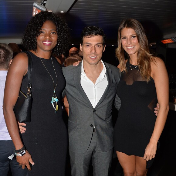 Muriel Hurtis, Taïg Khris et Laury Thilleman - Soirée Samsung "New Edge Night" pour la sortie du nouveau Samsung Galaxy GS6 edge + à la piscine Molitor à Paris le 15 septembre 2015.