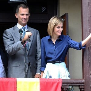 Le roi Felipe VI et la reine Letizia d'Espagne au balcon de la Government House à Saint Augustine, aux États-Unis le 18 septembre 2015.