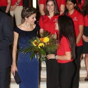 Le roi Felipe et la reine Letizia d'Espagne au dîner inaugural du 20e Forum hispano-américain à Saint Augustine le 18 septembre 2015.