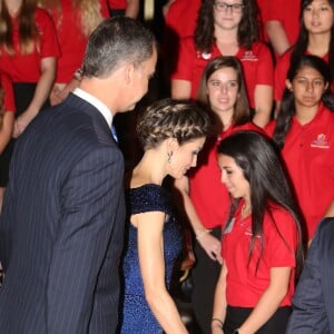 Le roi Felipe et la reine Letizia d'Espagne au dîner inaugural du 20e Forum hispano-américain à Saint Augustine le 18 septembre 2015.