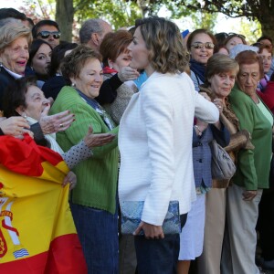 La reine Letizia d'Espagne inaugurait l'année scolaire 2015-2016 à Palencia, en visite à l'école Marques de Santillana, le 21 septembre 2015.