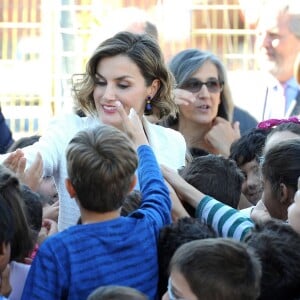 Letizia d'Espagne inaugurait l'année scolaire 2015-2016 à Palencia, en visite à l'école primaire Marques de Santillana, le 21 septembre 2015.