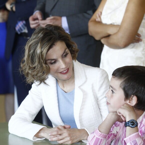 Letizia d'Espagne inaugurait l'année scolaire 2015-2016 à Palencia, en visite à l'école primaire Marques de Santillana, le 21 septembre 2015.